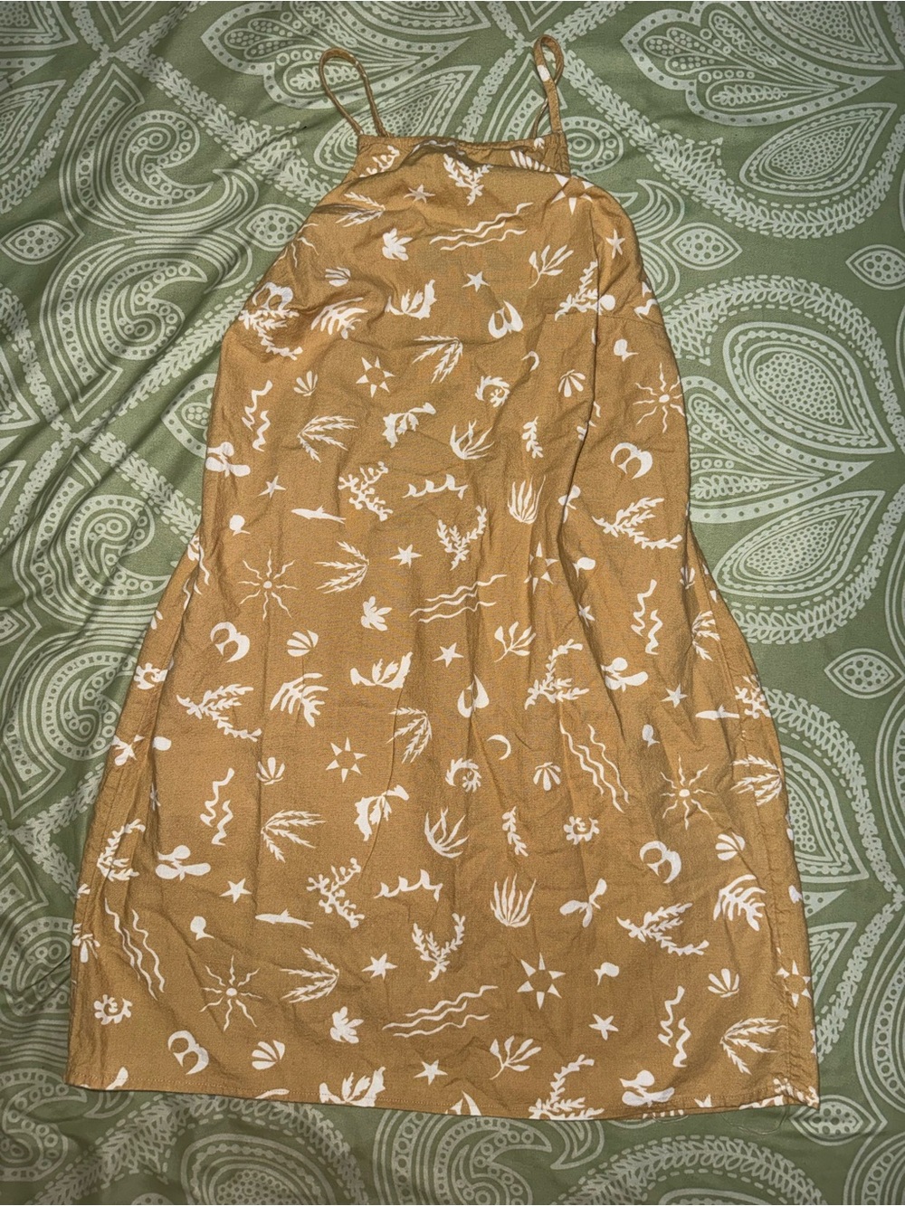 a new day Mustard Yellow Floral Print Midi Slip Dress